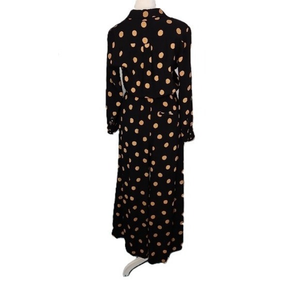 Anthropologie Loveland Polka Dot Wide Leg Jumpsuit Long Sleeve Classic Size 4 - Picture 3 of 4